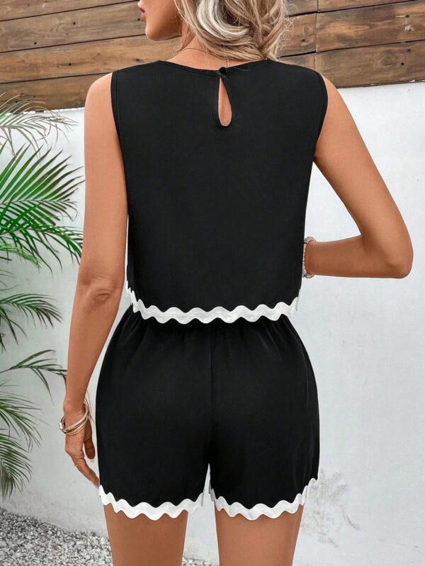 Conjunto Casual Bloque de Colores con Detalle de Orilla Ondulada - Image 2