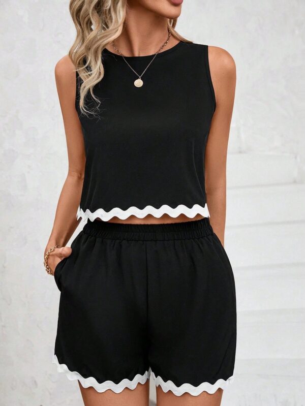Conjunto Casual Bloque de Colores con Detalle de Orilla Ondulada - Image 3