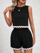 Conjunto Casual Bloque de Colores con Detalle de Orilla Ondulada