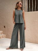 Conjunto Casual Top de Tirantes y Pantalón de Pierna Ancha