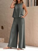 Conjunto Casual Top de Tirantes y Pantalón de Pierna Ancha