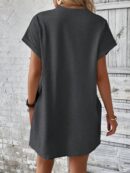 Vestido Casual Manga Murciélago con Bolsillo Oculto