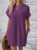 Vestido Casual Manga Murciélago con Bolsillo Oculto