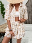 Conjunto Veraniego Bohemio de Blusa y Shorts con Estampado Floral