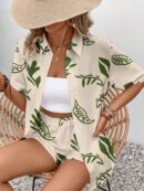 Conjunto Boho Casual de Blusa y Shorts con Estampado Botánico