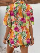 Conjunto Boho Casual de Blusa y Shorts con Estampado Botánico