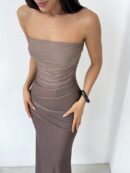 Vestido Tubo Estilo Americano con Degradado y Sin Tirantes