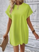 Vestido Casual Manga Murciélago con Bolsillo Oculto