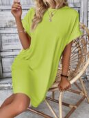 Vestido Casual Manga Murciélago con Bolsillo Oculto