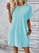 Vestido Casual Manga Murciélago con Bolsillo Oculto
