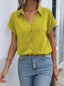 Camisa Casual de Manga Murciélago con Botones Frontales