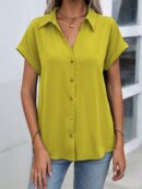 Camisa Casual de Manga Murciélago con Botones Frontales