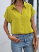 Camisa Casual de Manga Murciélago con Botones Frontales