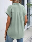 Camisa Casual de Manga Murciélago con Botones Frontales