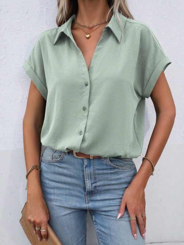 Camisa Casual de Manga Murciélago con Botones Frontales - Image 45