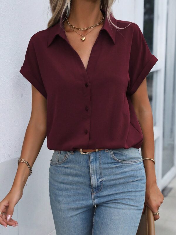 Camisa Casual de Manga Murciélago con Botones Frontales - Image 64