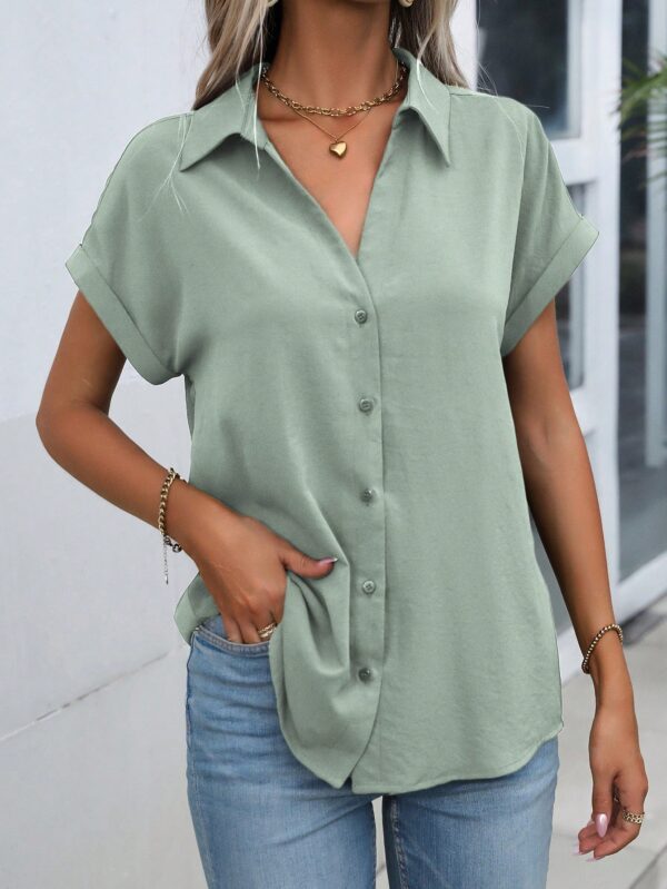 Camisa Casual de Manga Murciélago con Botones Frontales - Image 49