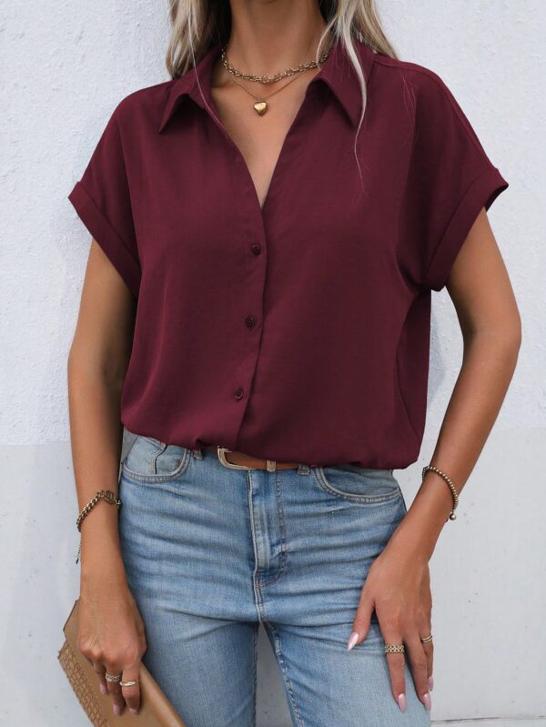Camisa Casual de Manga Murciélago con Botones Frontales - Image 66