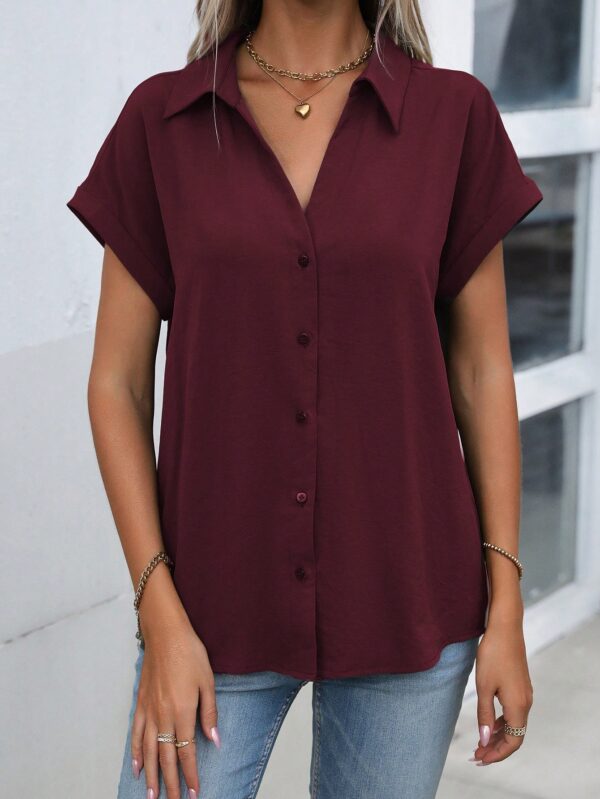 Camisa Casual de Manga Murciélago con Botones Frontales - Image 68