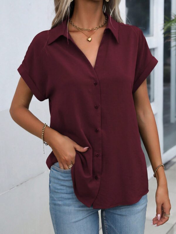 Camisa Casual de Manga Murciélago con Botones Frontales - Image 69