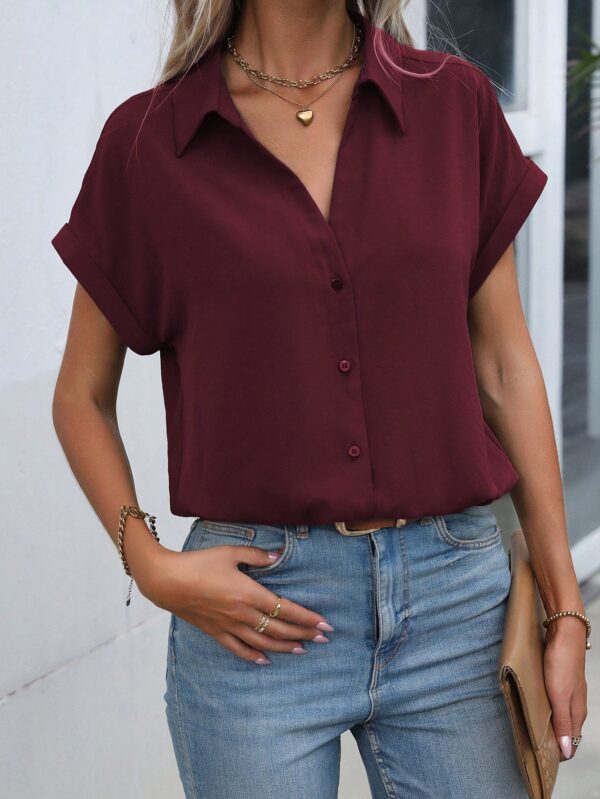 Camisa Casual de Manga Murciélago con Botones Frontales - Image 70