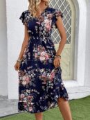 Vestido Maxi con Estampado Floral y Detalles de Volantes