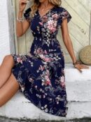 Vestido Maxi con Estampado Floral y Detalles de Volantes