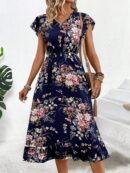 Vestido Maxi con Estampado Floral y Detalles de Volantes