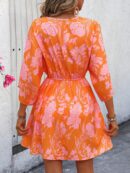 Vestido Boho con Escote en V, Mangas Murciélago y Cinturón