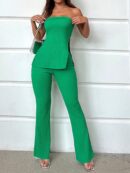 Conjunto Bandeau y Falda Maxi con Abertura Lateral