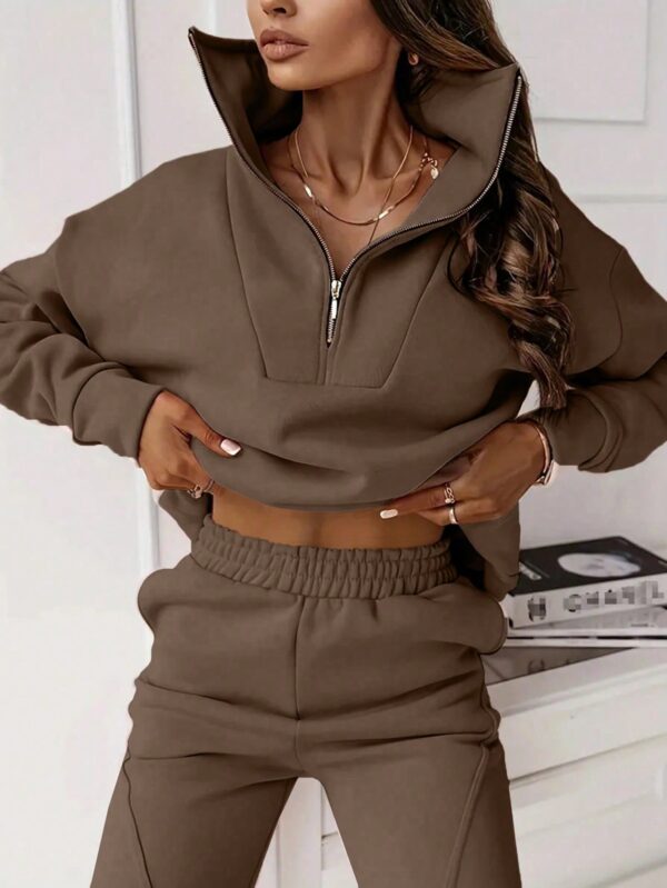 Conjunto Deportivo Unicolor Oversize con Sudadera y Pantalón
