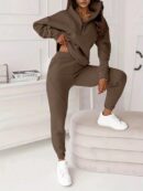 Conjunto Deportivo Unicolor Oversize con Sudadera y Pantalón