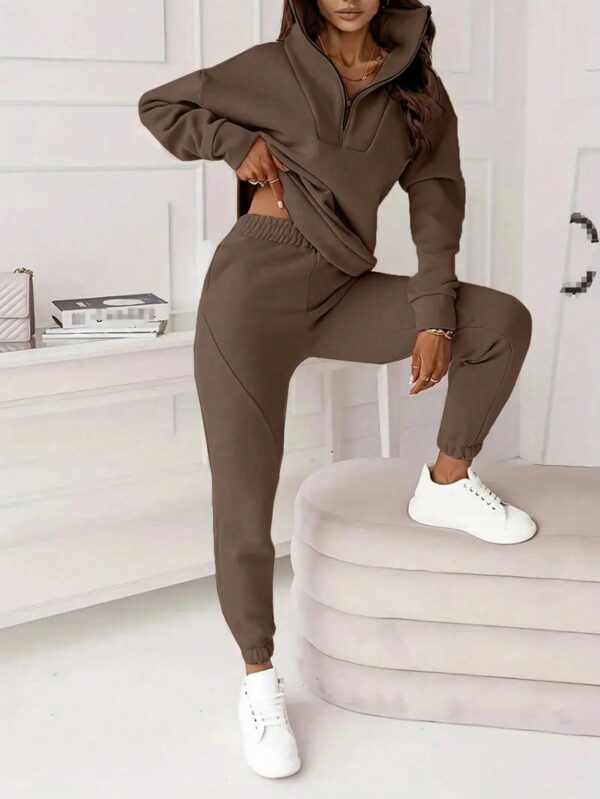 Conjunto Deportivo Unicolor Oversize con Sudadera y Pantalón - Image 3
