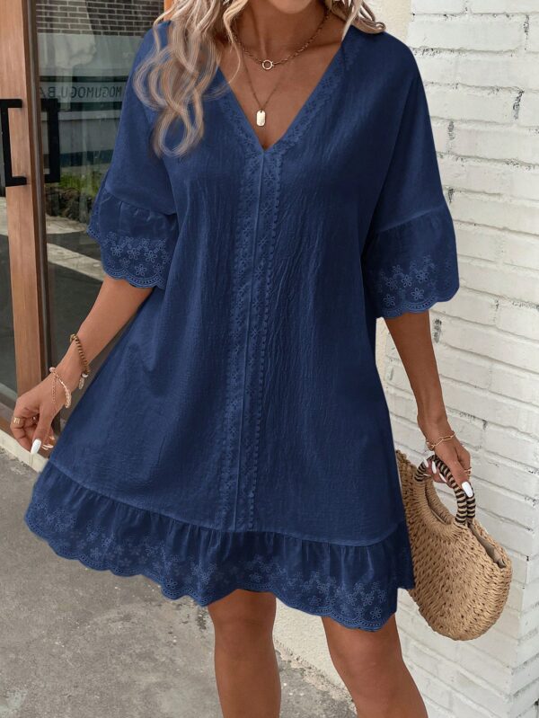 Vestido de Verano Casual con Encaje y Cuello en V - Image 7