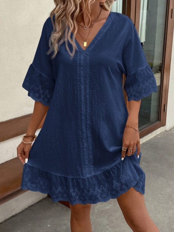 Vestido de Verano Casual con Encaje y Cuello en V - Image 10
