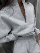 Conjunto de Sudadera y Pantalón con Cierre y Hombros Caídos