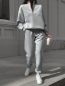Conjunto de Sudadera y Pantalón con Cierre y Hombros Caídos