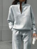 Conjunto de Sudadera y Pantalón con Cierre y Hombros Caídos