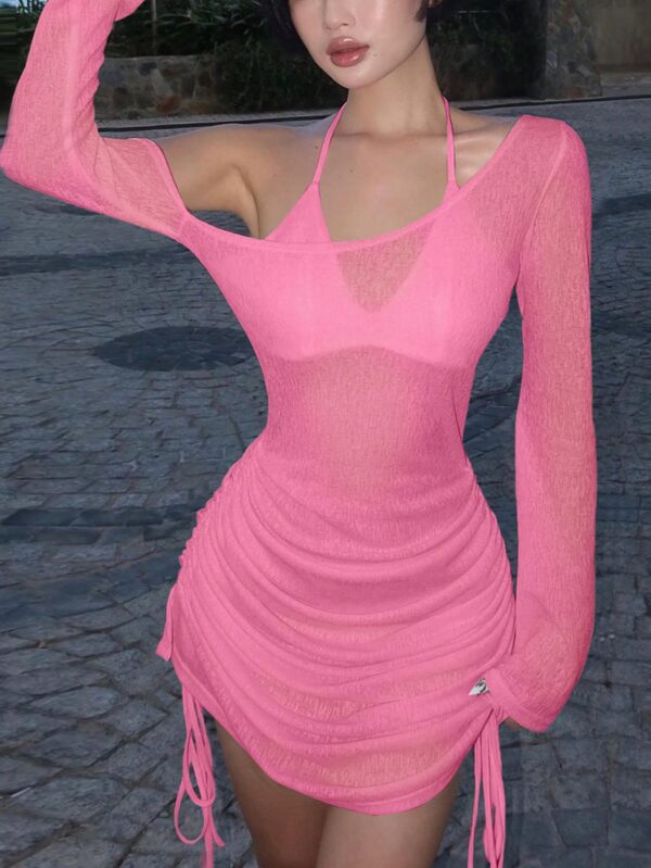 Vestido Asimétrico con Manga Acampanada y Cintura Alta - Image 12