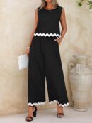 Conjunto Casual Blanco y Negro de Musculosa y Pantalón Ancho