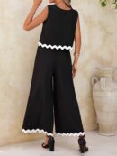 Conjunto Casual Blanco y Negro de Musculosa y Pantalón Ancho