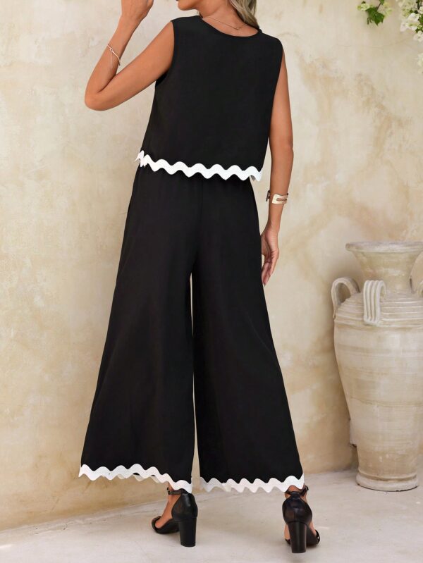 Conjunto Casual Blanco y Negro de Musculosa y Pantalón Ancho - Image 7