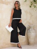 Conjunto Casual Blanco y Negro de Musculosa y Pantalón Ancho