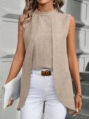Blusa de Verano Texturizada y Asimétrica sin Mangas