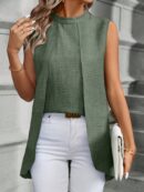 Blusa de Verano Texturizada y Asimétrica sin Mangas