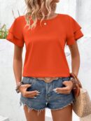 Camisa Casual de Verano con Mangas de Volantes en Color Sólido