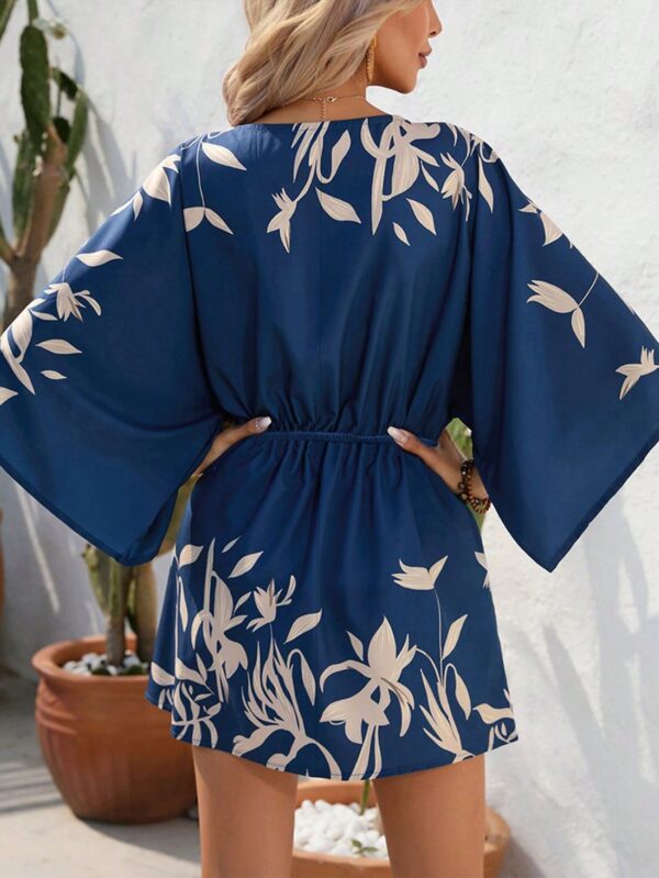 Vestido Boho con Escote en V, Mangas Murciélago y Cinturón - Image 26