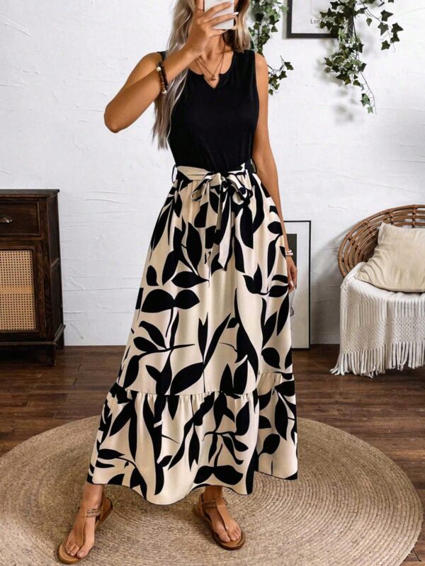 Vestido Estampado de Verano con Cinturón y Detalle de Volantes - Image 6