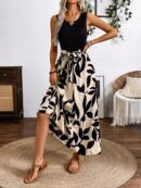 Vestido Estampado de Verano con Cinturón y Detalle de Volantes