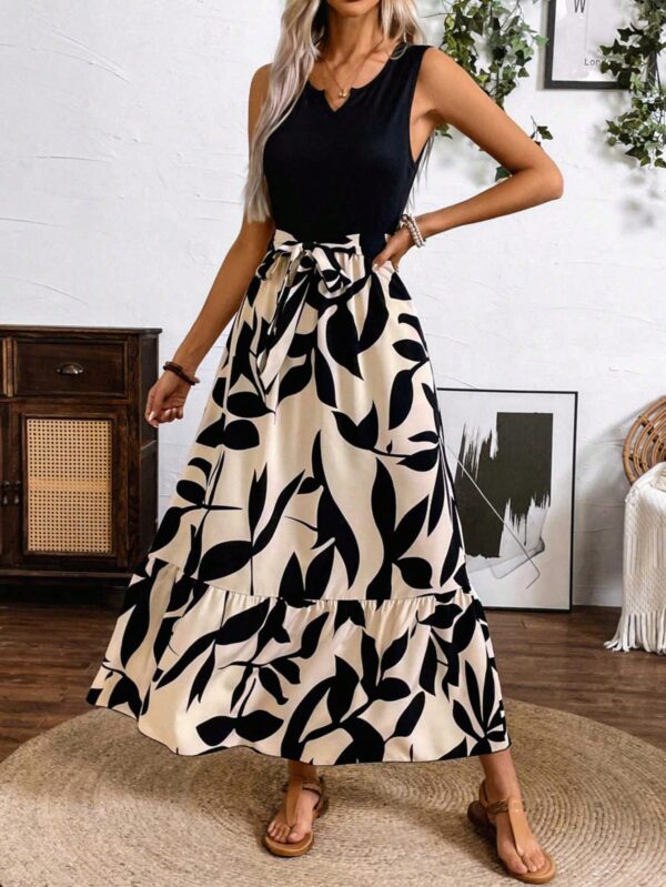 Vestido Estampado de Verano con Cinturón y Detalle de Volantes - Image 9